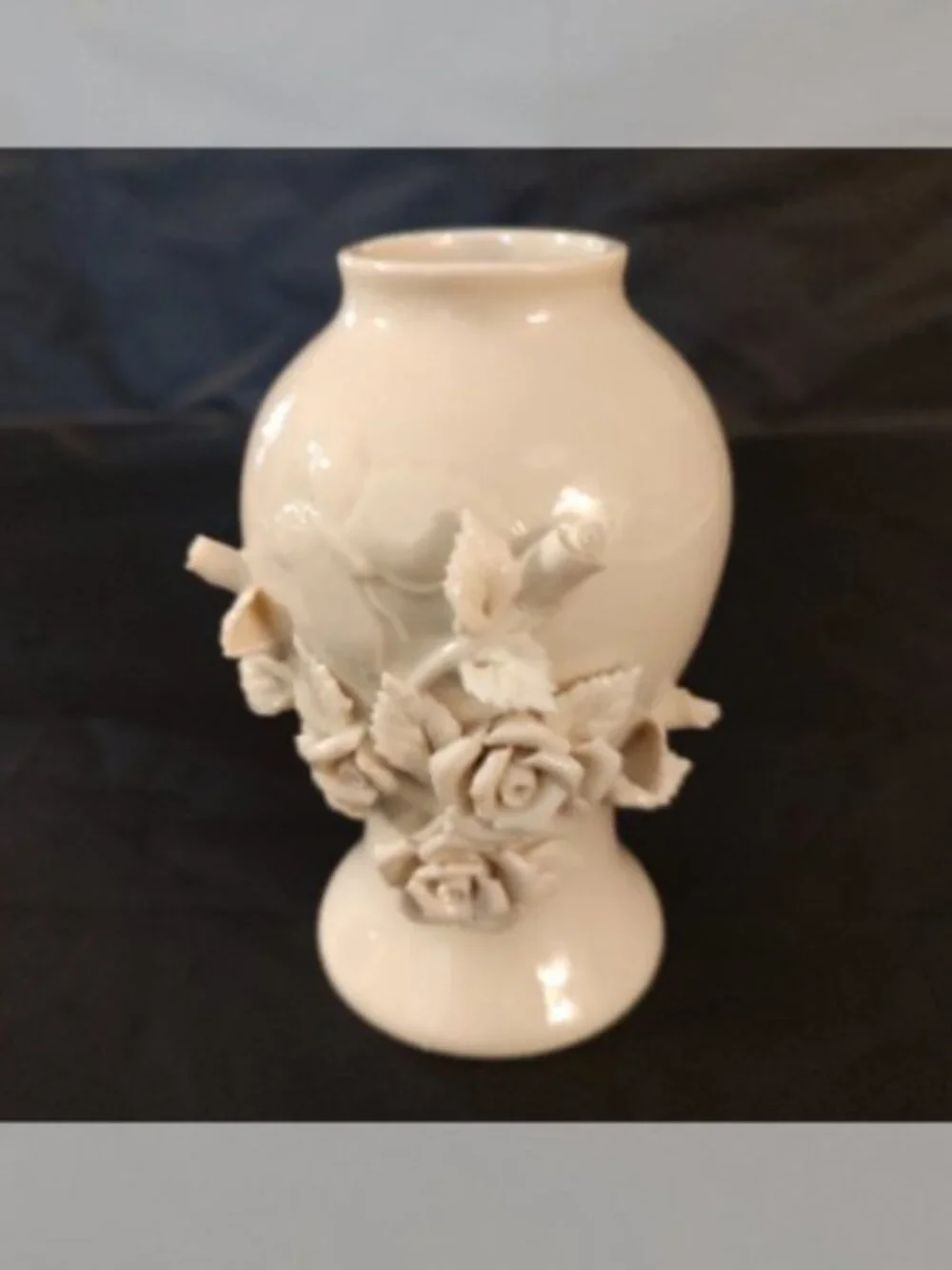 Davco Silver Co Nicole's Flowers Collection Cream Porcelain 3D Vase